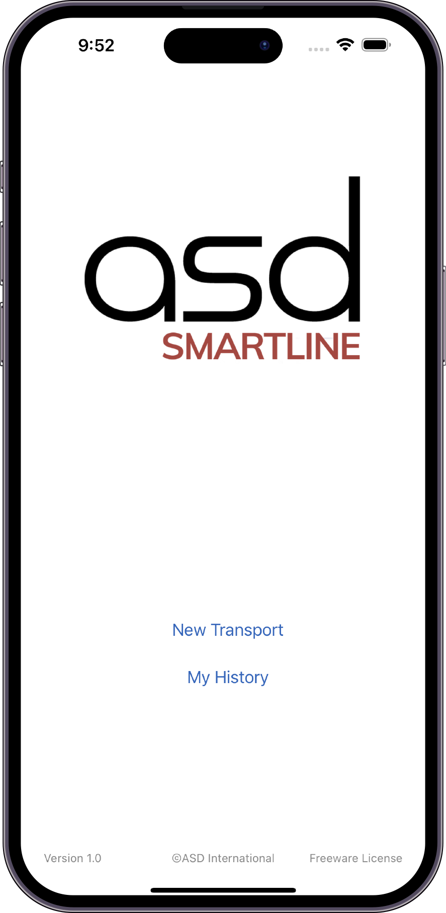 ASD Smartline Home Screen